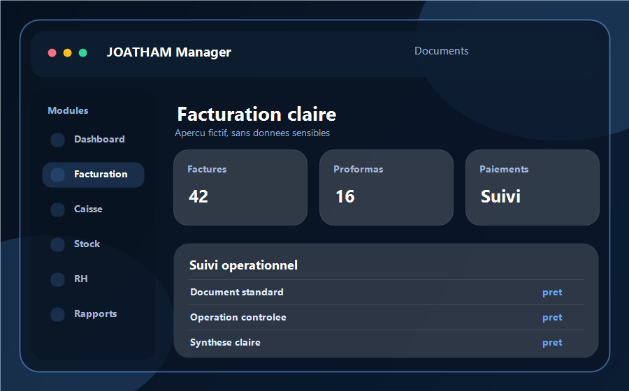 Aperçu du module de facturation JOATHAM Manager